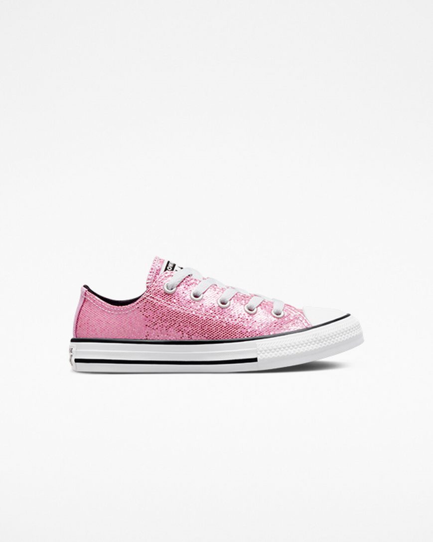 Tenis Converse Chuck Taylor All Star Glitter Cano Baixo Menina Rosa Pretas | PT G040758